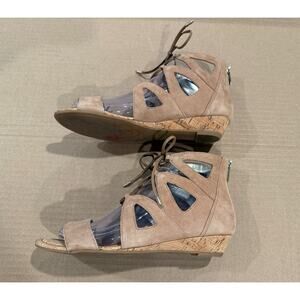 Sam Edelman Suede Dean Caged Gladiator Sandal Womens Size 6.5M Tan